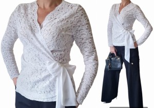 Elegancka  kopertowa bluzka z koronki   roz 34-56