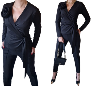 Komplet elgancki damski wizytowy róza 3D  r36-56