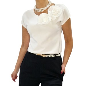 Wizytowa bluzka ecru ,kwiaty 3D ,komunia,wesele,ślub,chrzściny