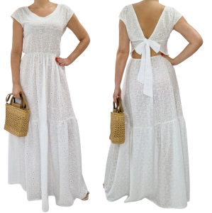 Sukienka z bawełny maxi boho ażurowa  haftowana  falbany 36-56