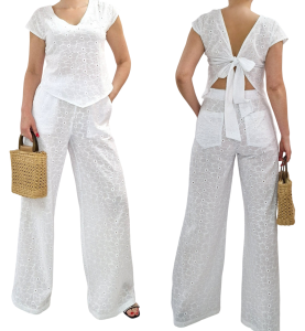 Komplet letni z bawełny ażurowy haftowany 36-56 