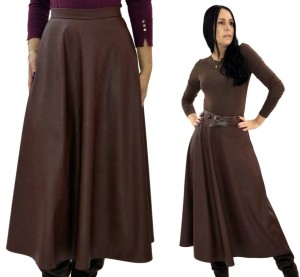 Brązowa Spódnica ze skóry ekologicznej R.34-50