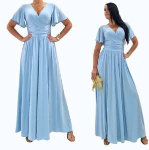 Elegancka sukienka maxi błękitna komunia wesele 36-56